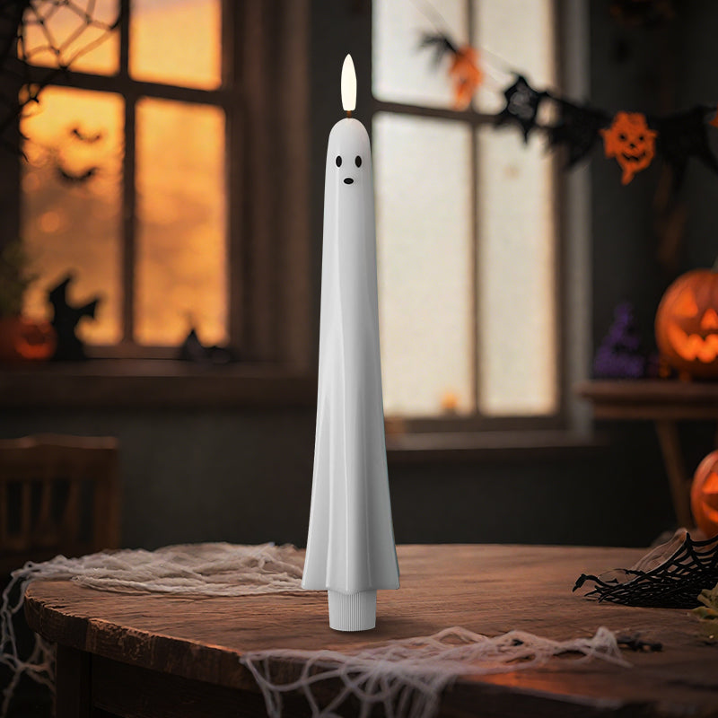 🎃👻 Ferngesteuertes Geisterlicht mit 3D-flammendem Docht 👻🎃