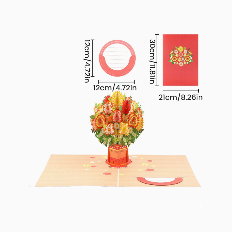 💐 Pop-up-Valentinstagskarte mit Wildblumen