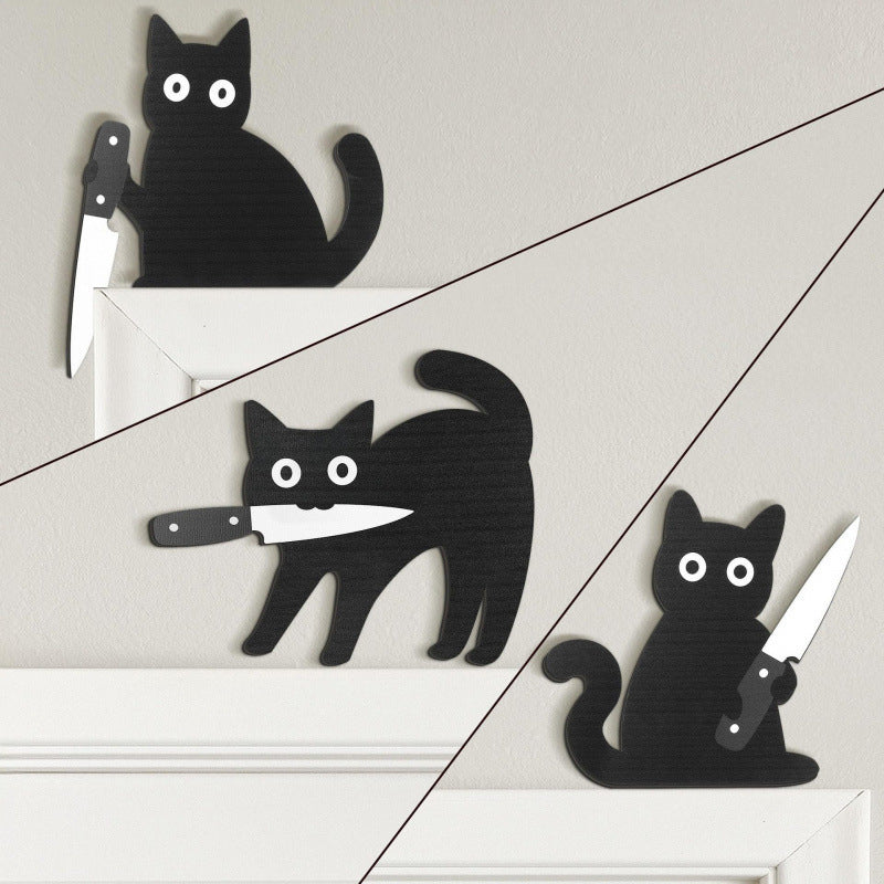 🐈‍⬛ Verspielte schwarze Katzen-Wanddeko, 3er-Set 🎃