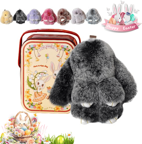 🐰Süßer Osterhasen-Plüschschlüsselanhänger – Geschenkoption in Blechdose, 🎁Süße Osterüberraschung