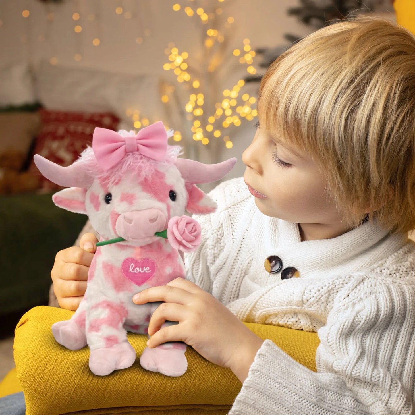 🔥Letzter Tag 49 % Rabatt💘🐮Entzückendes rosa Hochlandkuh-Plüschtier