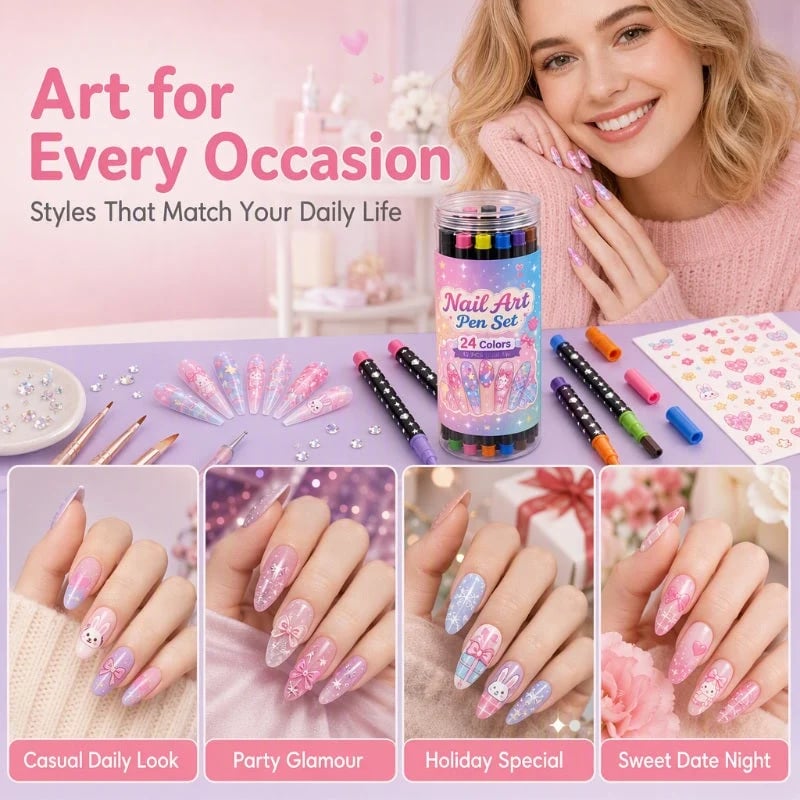 💕Letzter Tag – 50 % Rabatt🌈 24 Farben, doppelseitige Nagellackstifte, Set 12