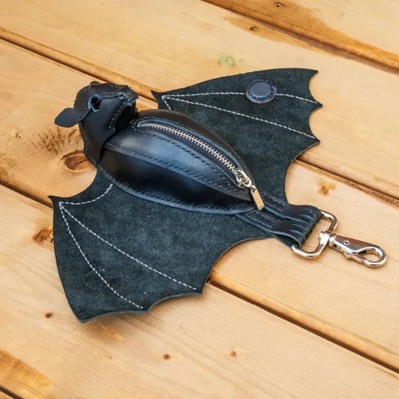 🔥 Leder-Geldbörse mit Fledermaus-Motiv