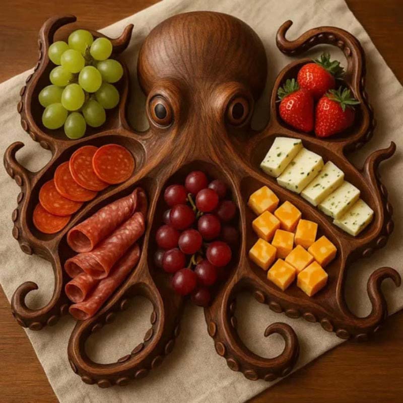 Rustikales Tintenfisch-Charcuterie-Brett