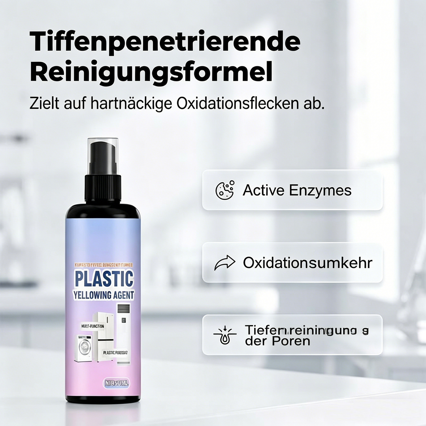Vielseitiges Spray gegen Vergilbung von Kunststoff