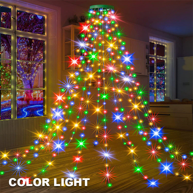 🎄 LED-Ring Fünfzackiger Stern Weihnachtsbaum-Lichterkette 🎄