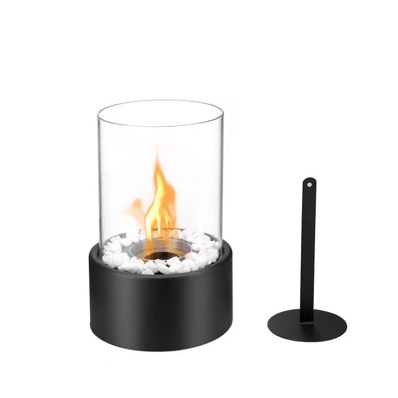 🏠 Tischkamin aus Glas & Metall – Tragbar, Rauchfrei für Drinnen & Draußen, Mit Ethanol-Brenner & Gemütliches Deko-Akzent Für Ihr Zuhause ✨