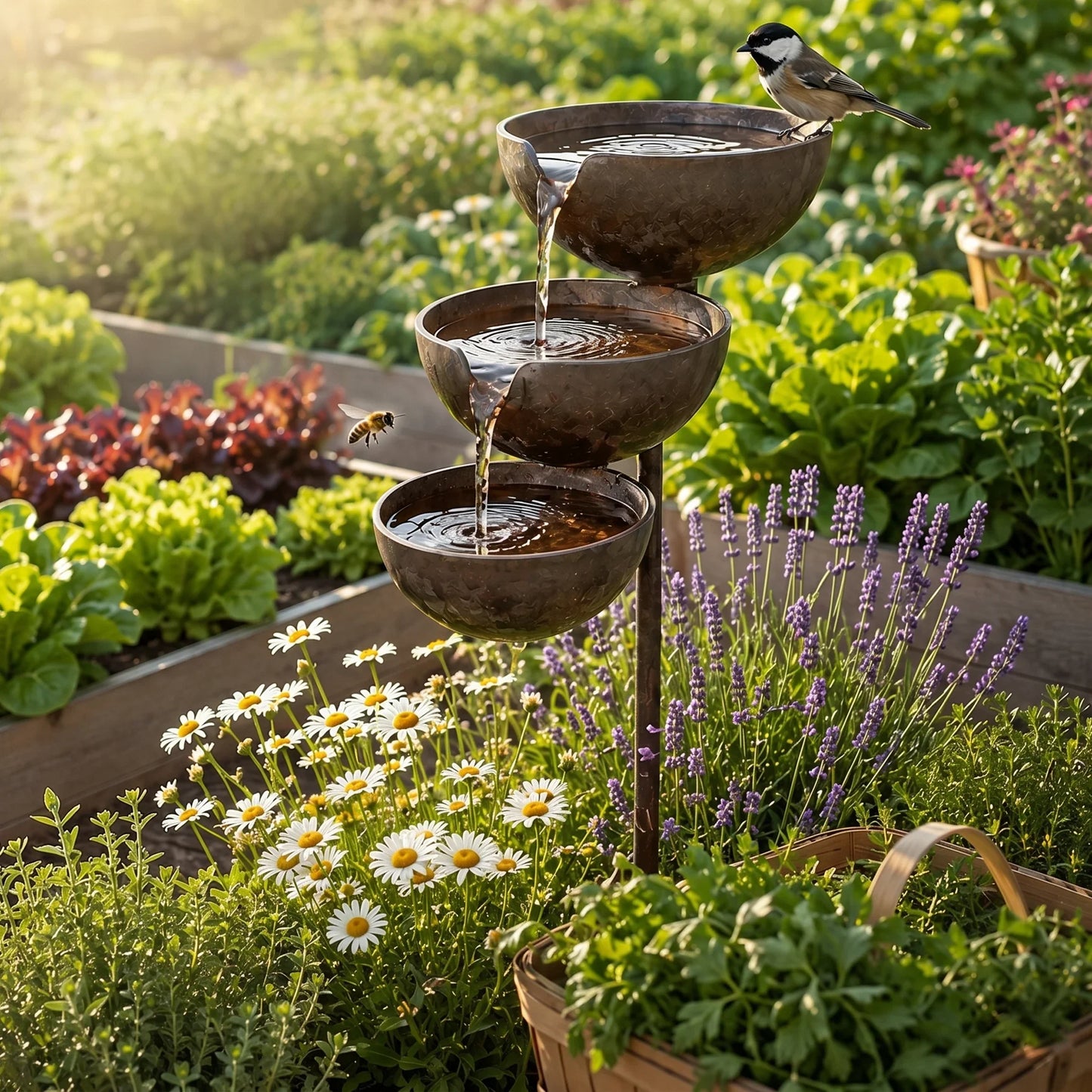 🐦Bring Life Back To Your Garden – 🌿Peaceful Cascading Rain Catcher Bird Bath For Welcoming Garden Wildlife🌿