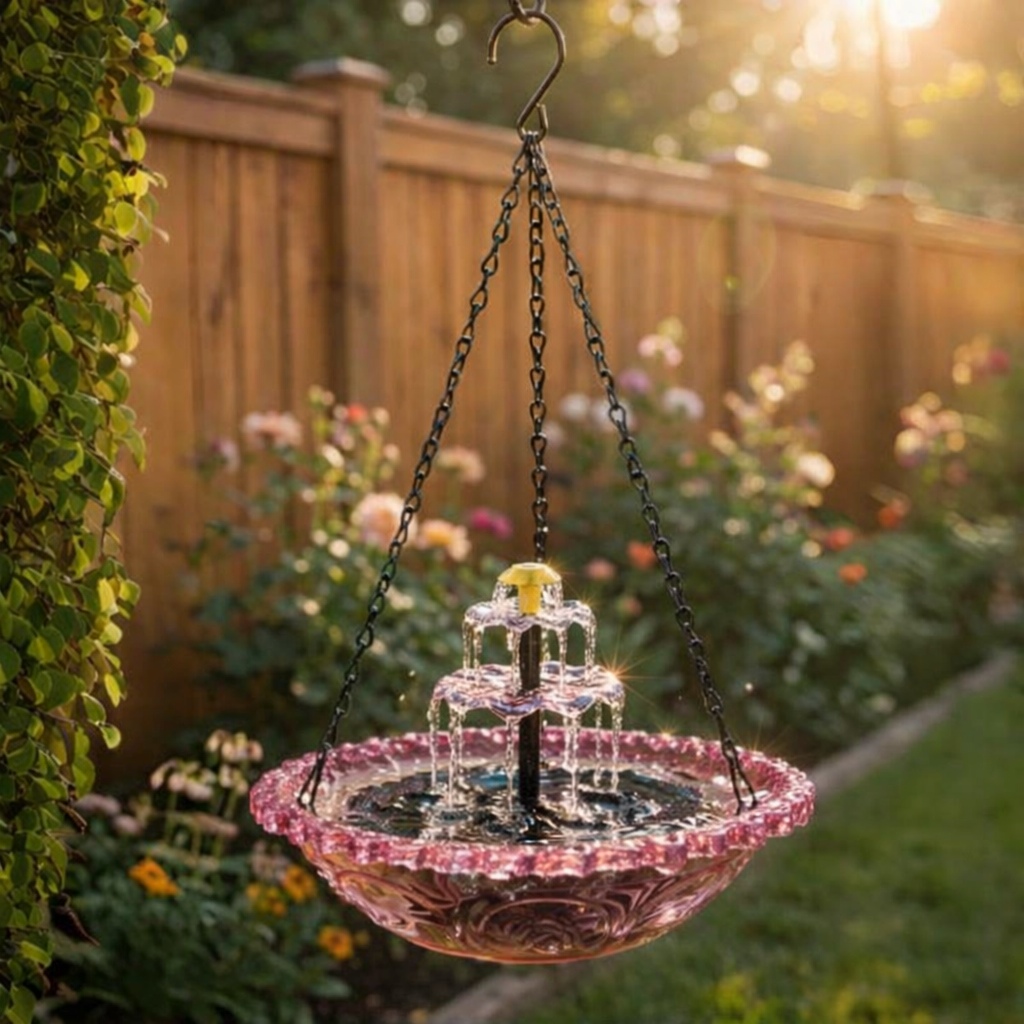 Solar Cascade hängendes Vogelbad-Springbrunnen