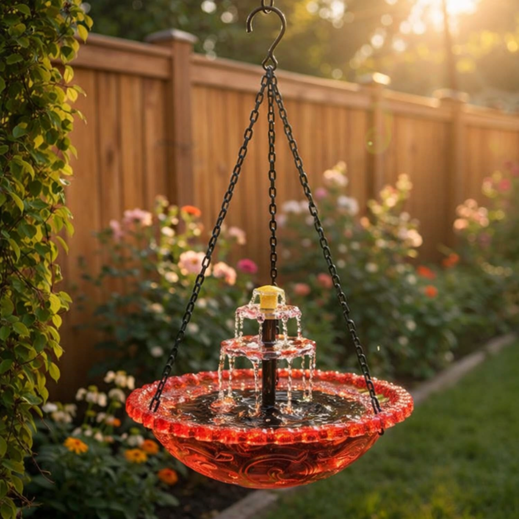 Solar Cascade hängendes Vogelbad-Springbrunnen