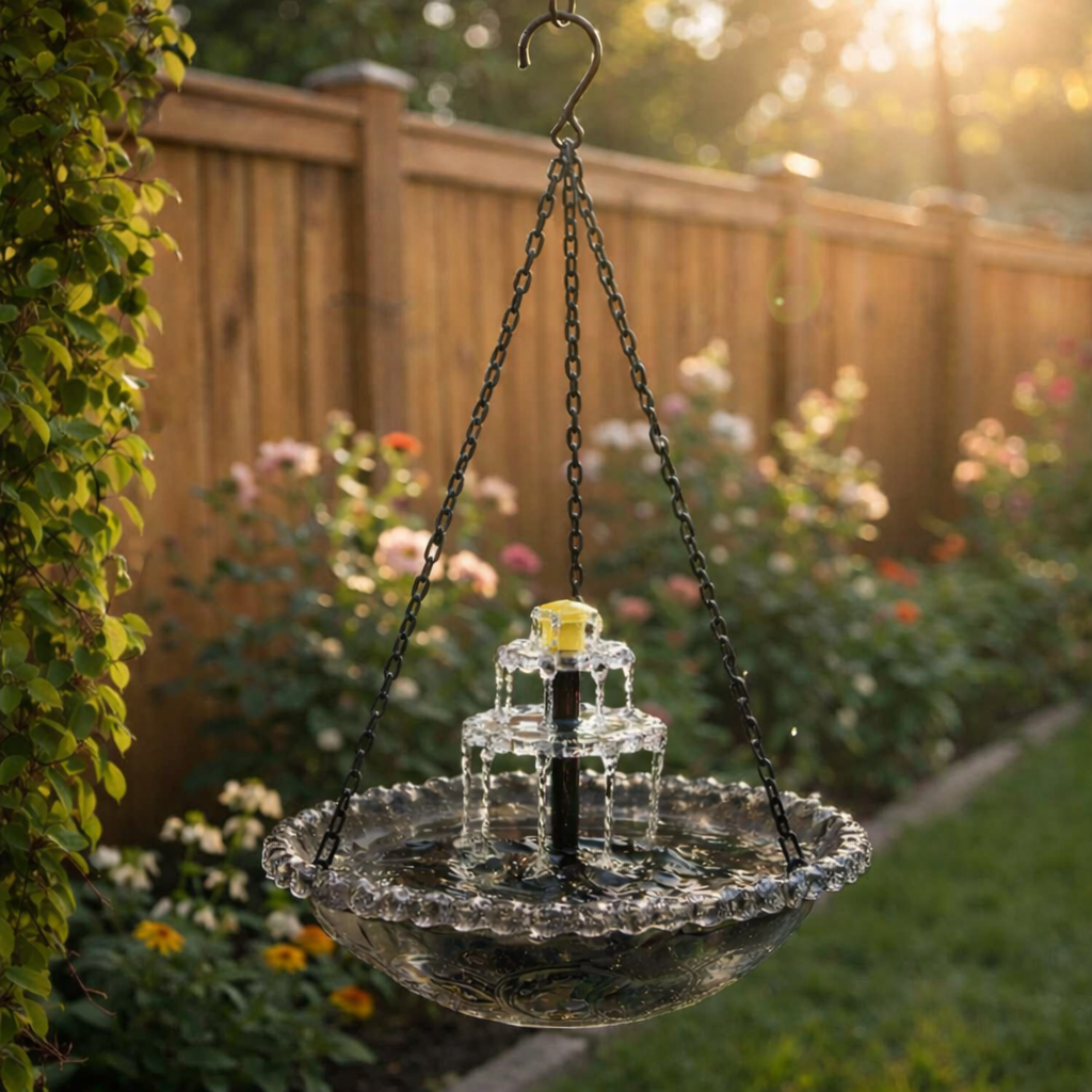 Solar Cascade hängendes Vogelbad-Springbrunnen
