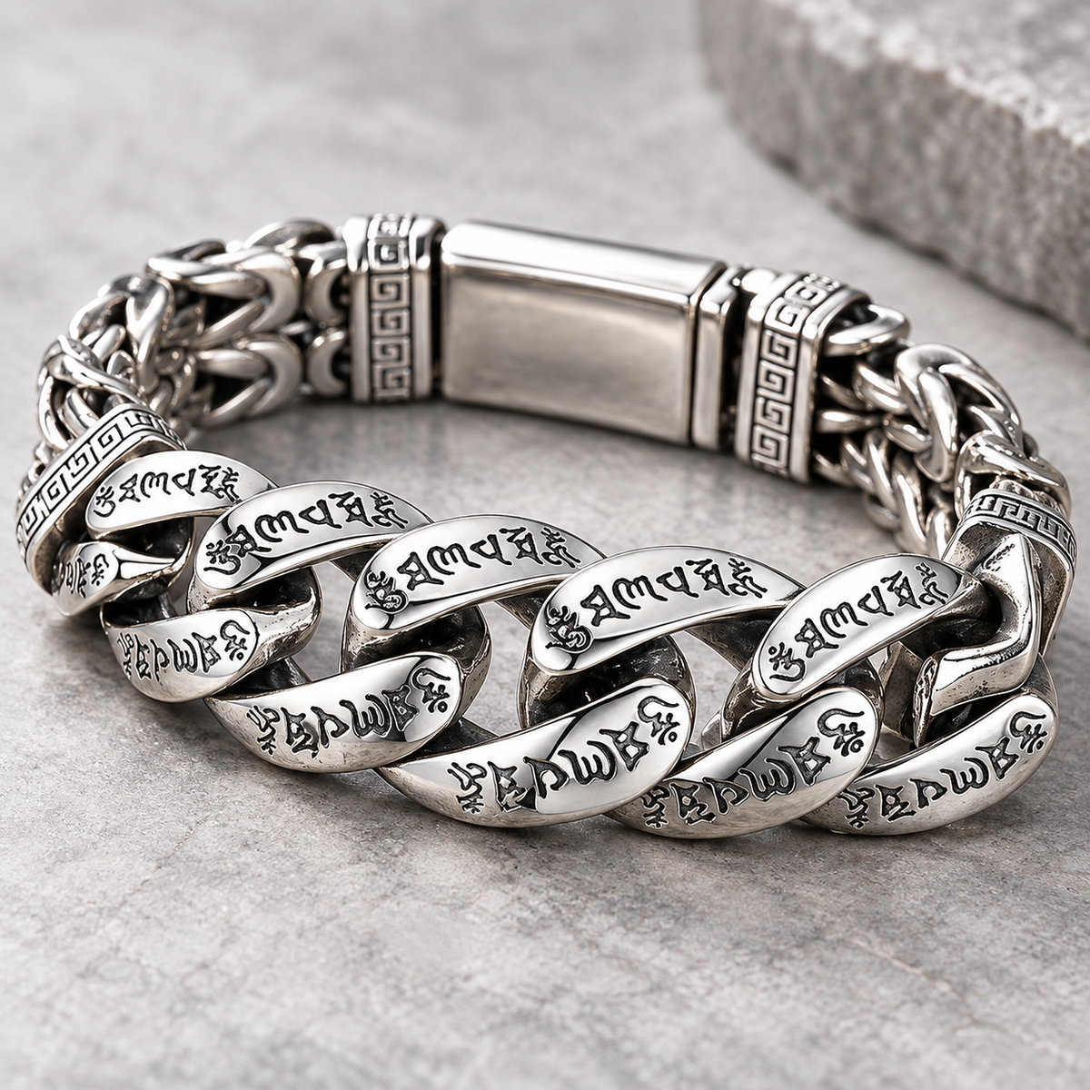 Retro-Armband für Herren mit sechs Silben langem Mantra