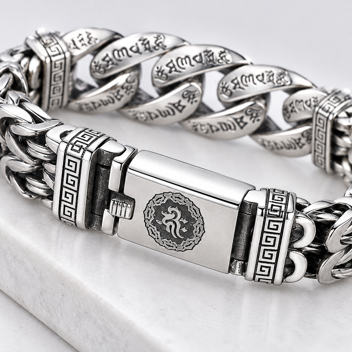 Retro-Armband für Herren mit sechs Silben langem Mantra