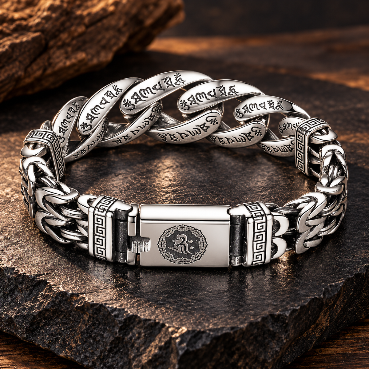 Retro-Armband für Herren mit sechs Silben langem Mantra