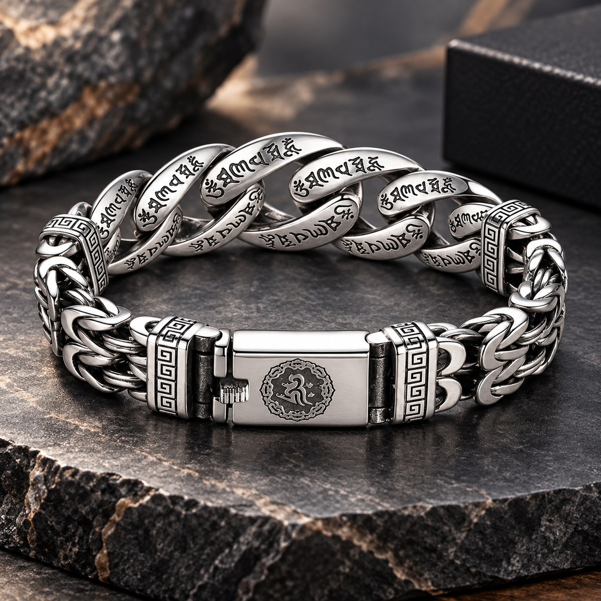 Retro-Armband für Herren mit sechs Silben langem Mantra