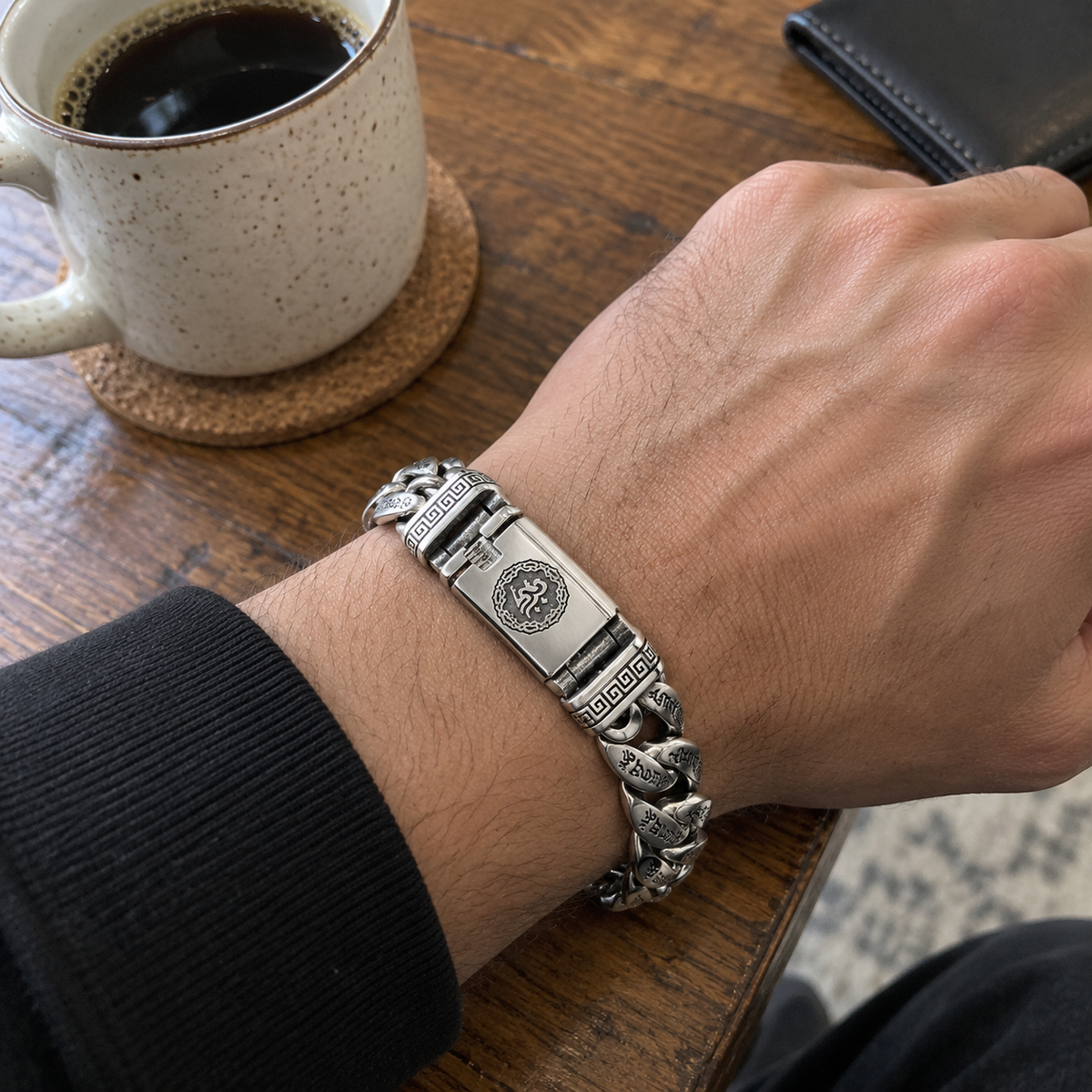 Retro-Armband für Herren mit sechs Silben langem Mantra