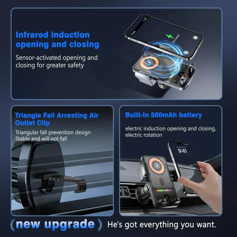 🔥HEISSER VERKAUF 50 % RABATT🎁⚡Über 50.000 verkauft! 📱Intelligenter 2-in-1-Autohalter für Mobiltelefone mit Drehfunktion und kabellosem Ladegerät⚡