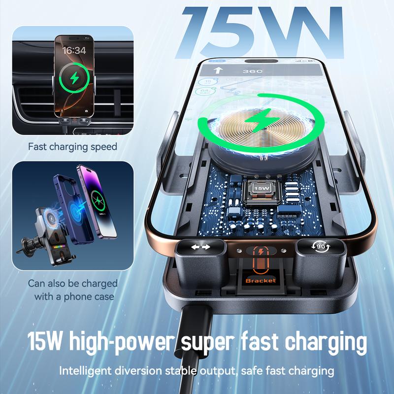 🔥HEISSER VERKAUF 50 % RABATT🎁⚡Über 50.000 verkauft! 📱Intelligenter 2-in-1-Autohalter für Mobiltelefone mit Drehfunktion und kabellosem Ladegerät⚡