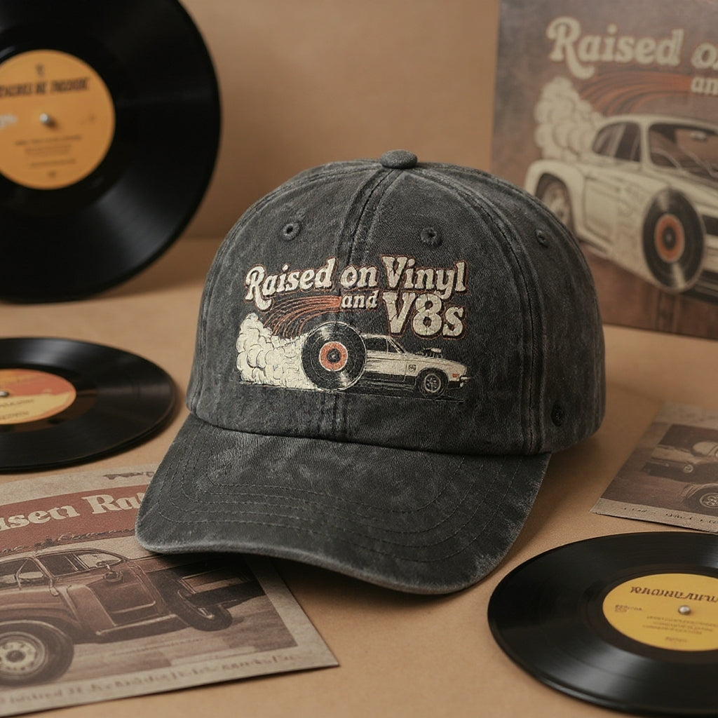 "Aufgewachsen mit Schallplatten und V8-Motoren" Die Gearhead Classic-Kappe