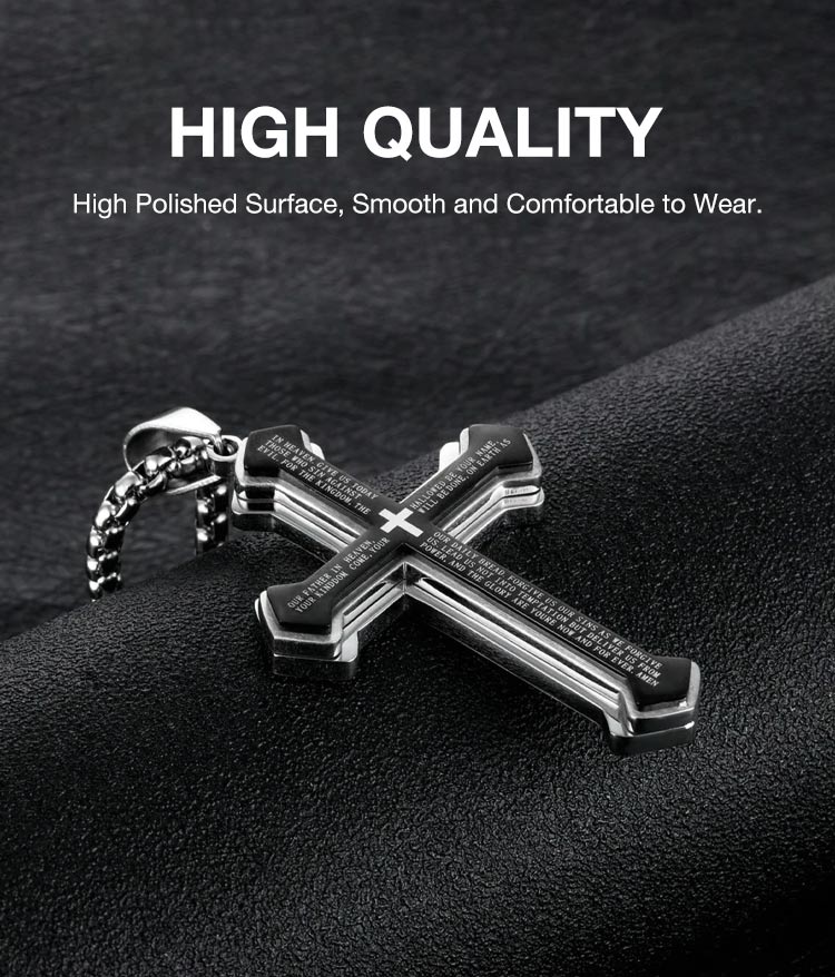 ✝️ „Vaterunser“-Kreuz-Halskette – Unisex