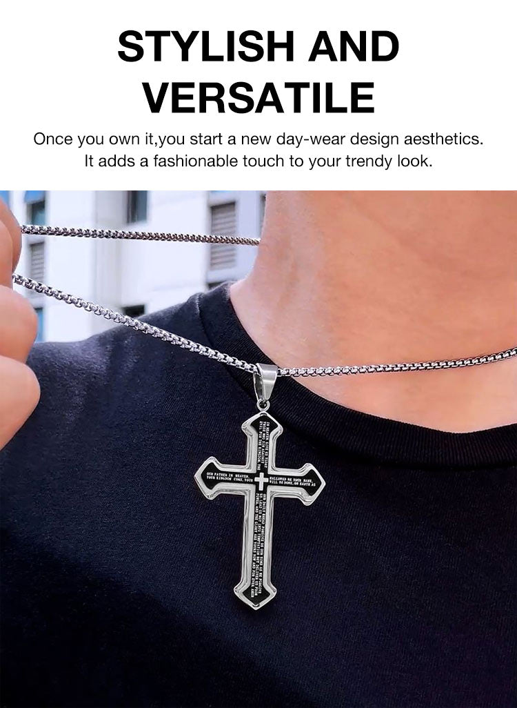 ✝️ „Vaterunser“-Kreuz-Halskette – Unisex