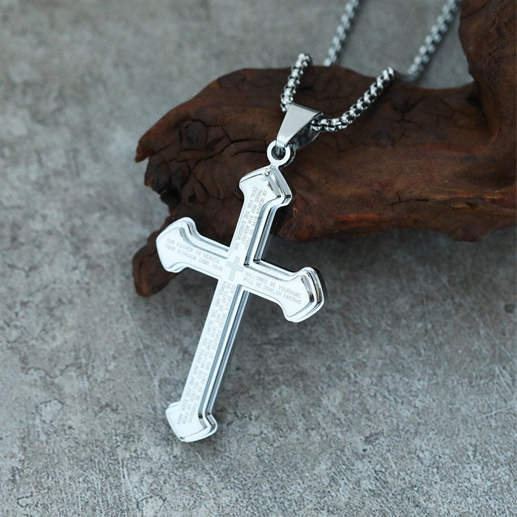 ✝️ „Vaterunser“-Kreuz-Halskette – Unisex