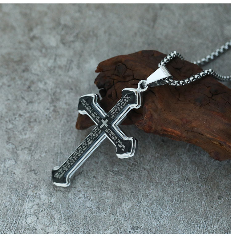 ✝️ „Vaterunser“-Kreuz-Halskette – Unisex