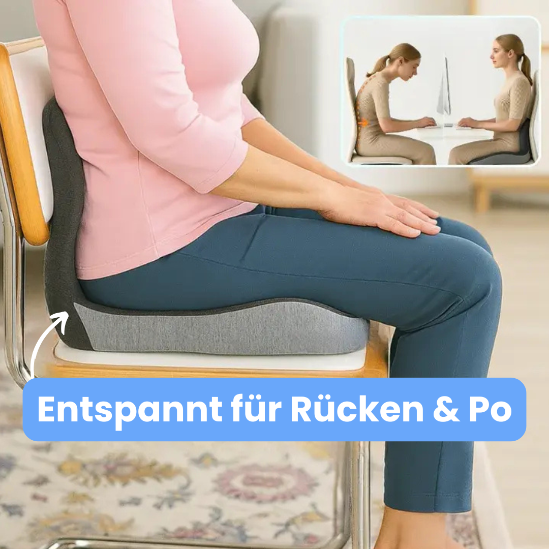 Memory-Schaum Sitzkissen mit Rückenlehne – 2-in-1 Komfort