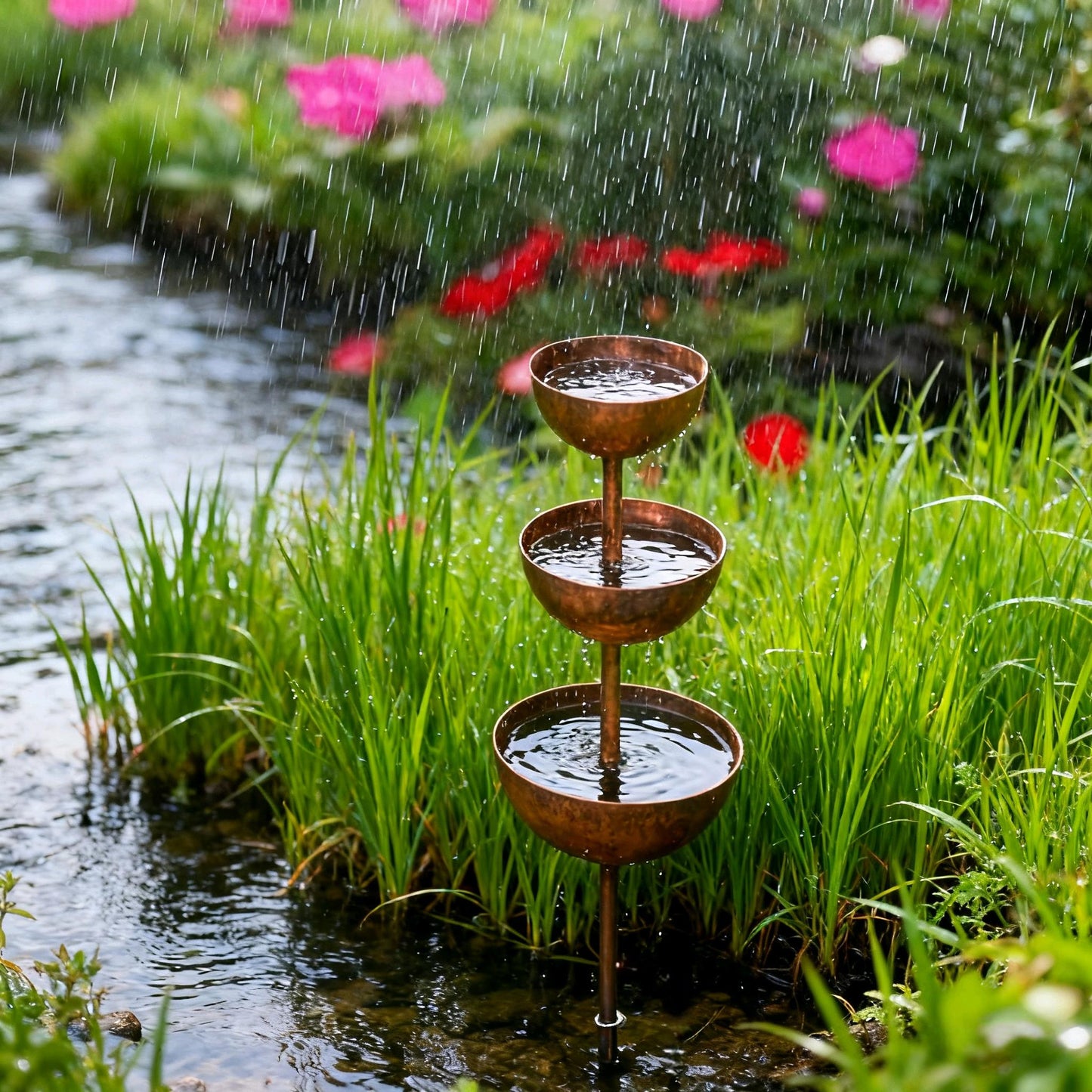 🌧️ Regensammler – Pflanzenstütze🐦 Gartenornament aus Metall