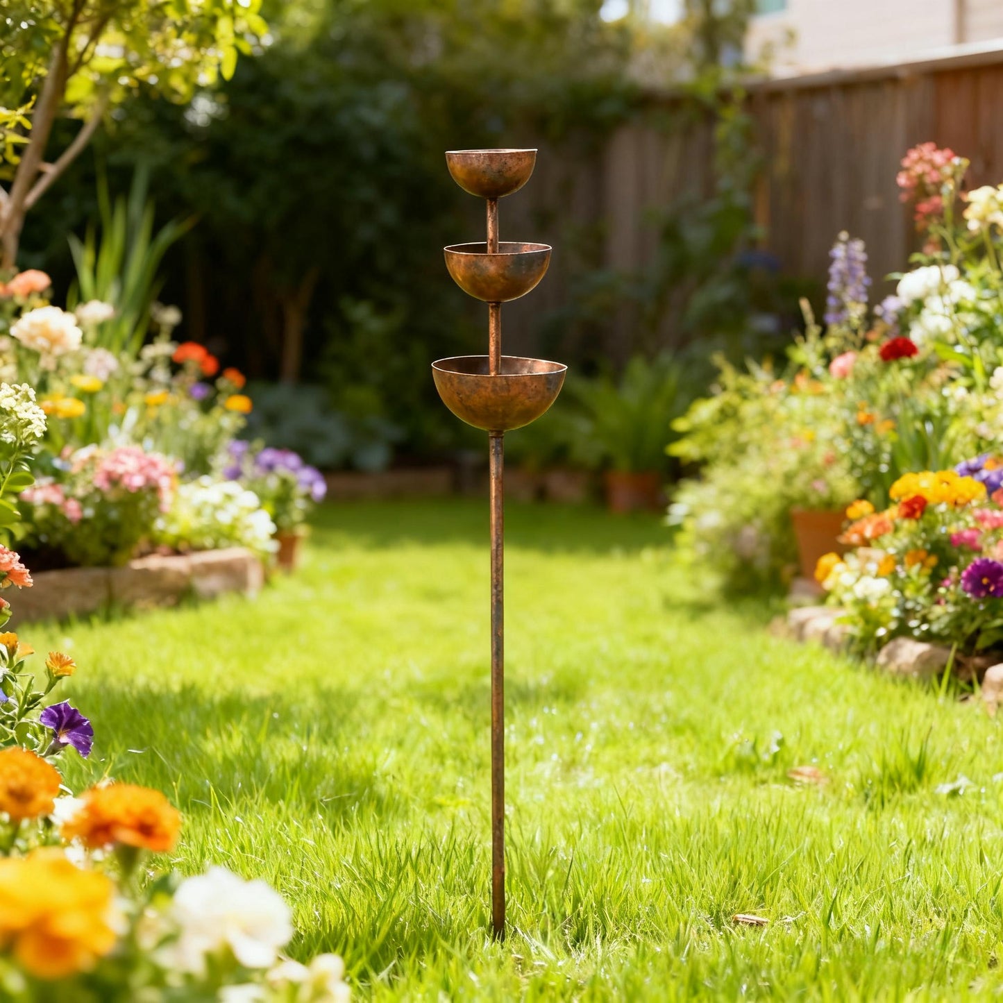 🌧️ Regensammler – Pflanzenstütze🐦 Gartenornament aus Metall