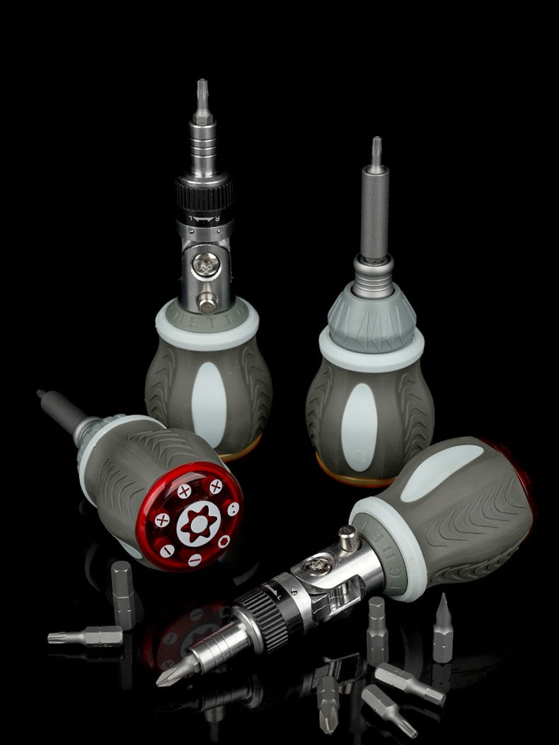 Vielseitiges 8-in-1-Set mit magnetischen Ratschen-Schraubendreherbits