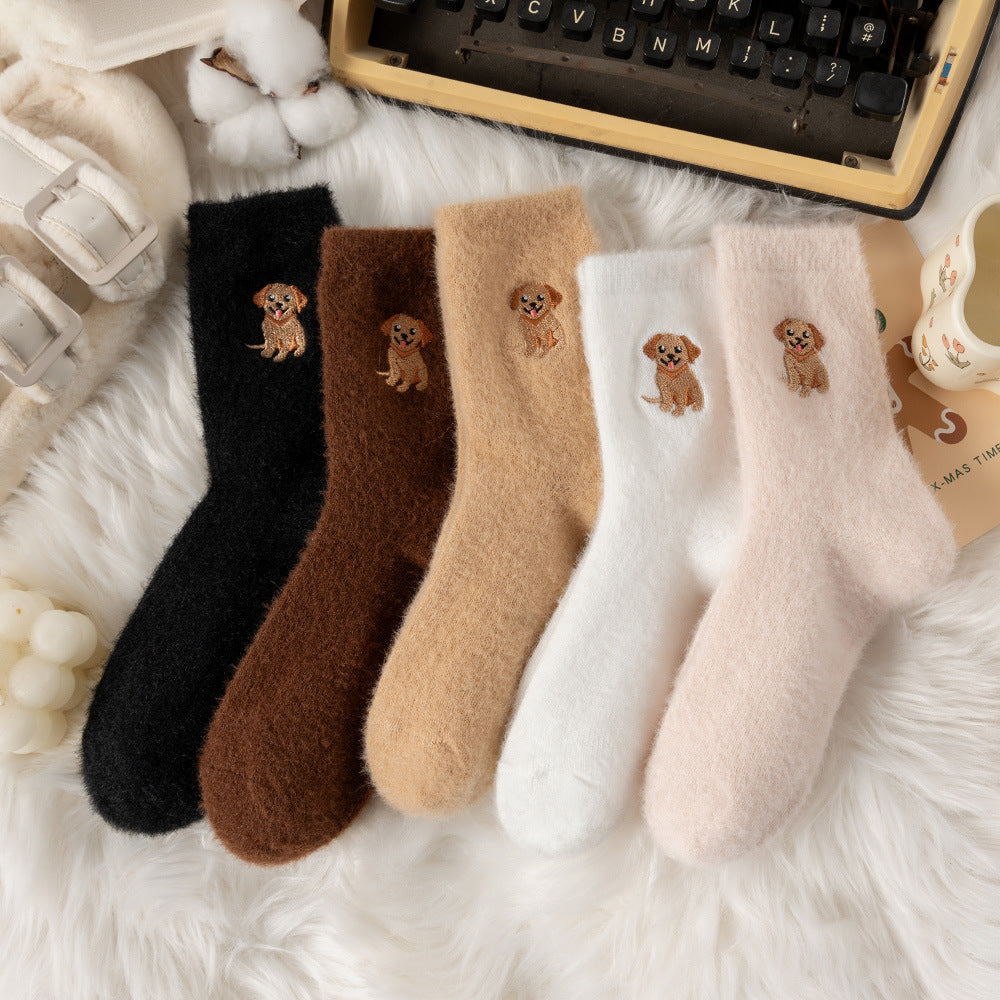 🔥Süße, warme Plüschsocken für Damen mit Highland-Kuh-Stickerei