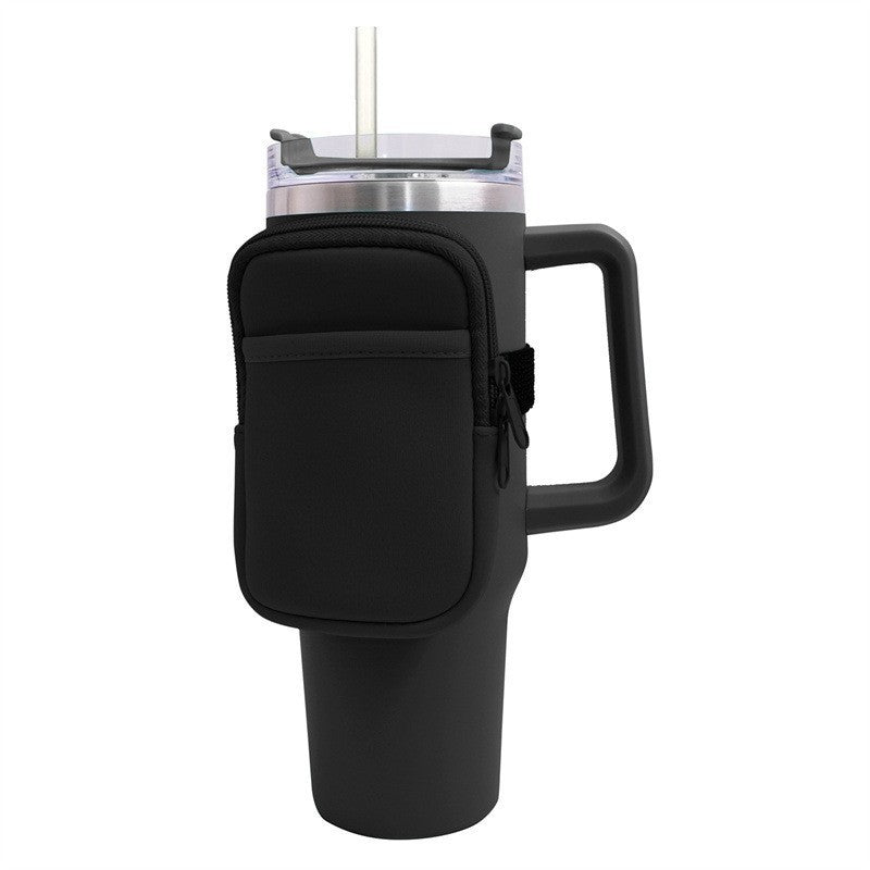 Verstellbare Umhängetasche mit Thermosbecherhalter für