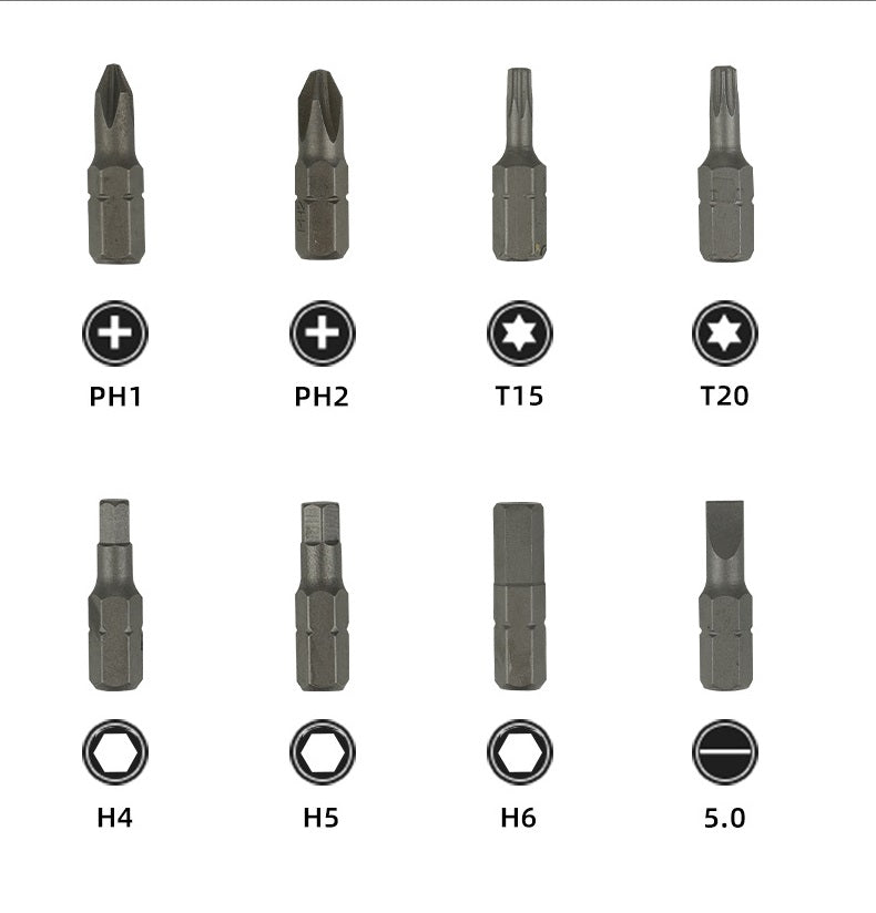 Vielseitiges 8-in-1-Set mit magnetischen Ratschen-Schraubendreherbits
