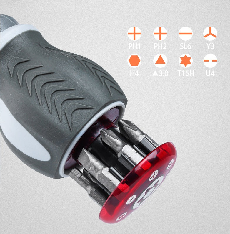 Vielseitiges 8-in-1-Set mit magnetischen Ratschen-Schraubendreherbits