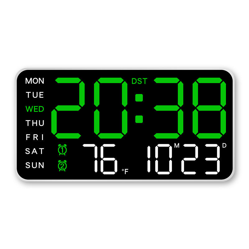 Große digitale Wanduhr mit LED-Anzeige, Datum und Thermometer