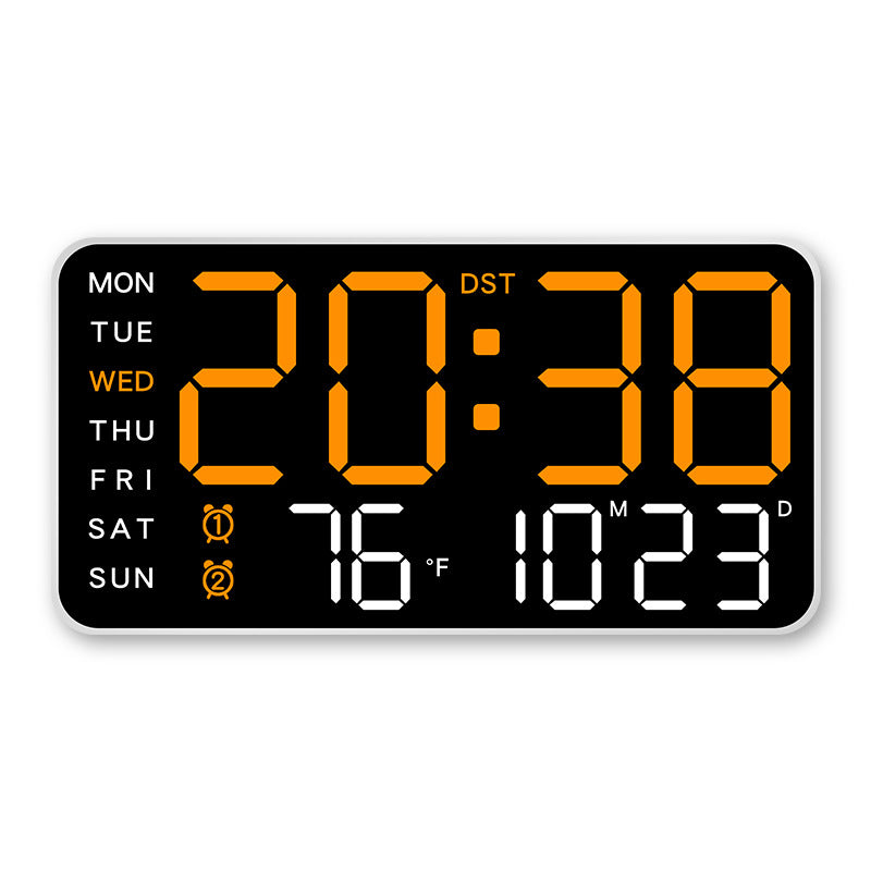 Große digitale Wanduhr mit LED-Anzeige, Datum und Thermometer
