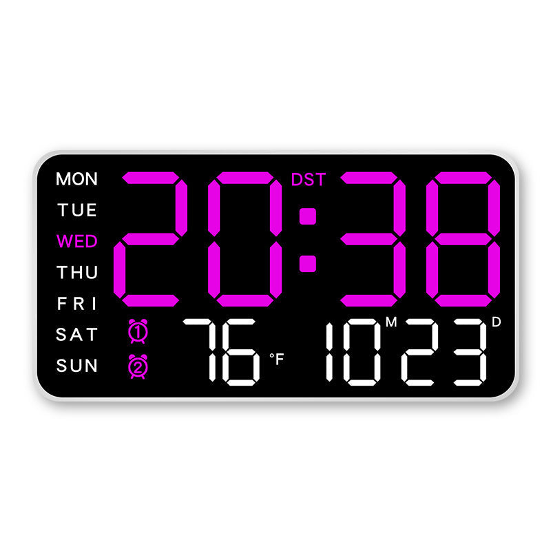 Große digitale Wanduhr mit LED-Anzeige, Datum und Thermometer