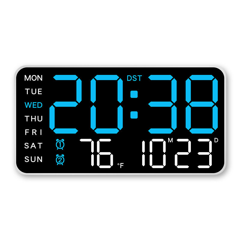 Große digitale Wanduhr mit LED-Anzeige, Datum und Thermometer