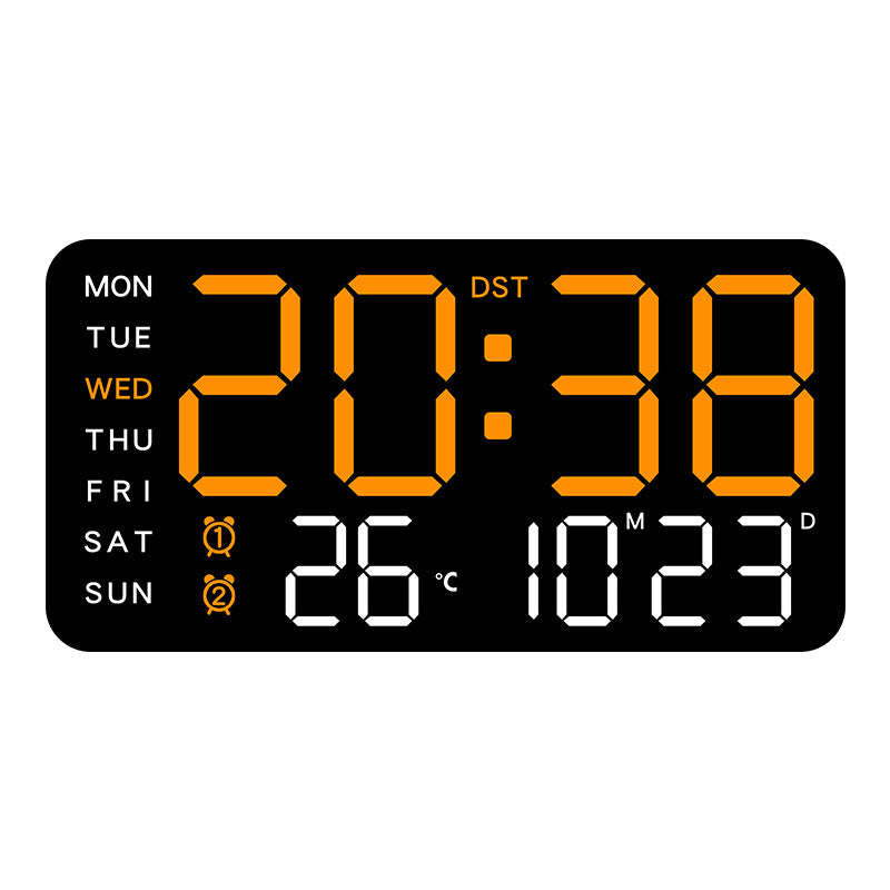 Große digitale Wanduhr mit LED-Anzeige, Datum und Thermometer