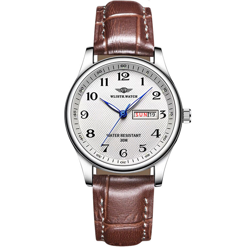 Wasserdichte Quarz-Herrenuhr mit Leuchtziffern und Kalender
