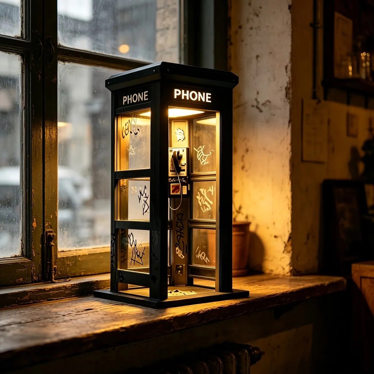 📞Ambiente-Lampe im Stil einer alten Telefonzelle✨