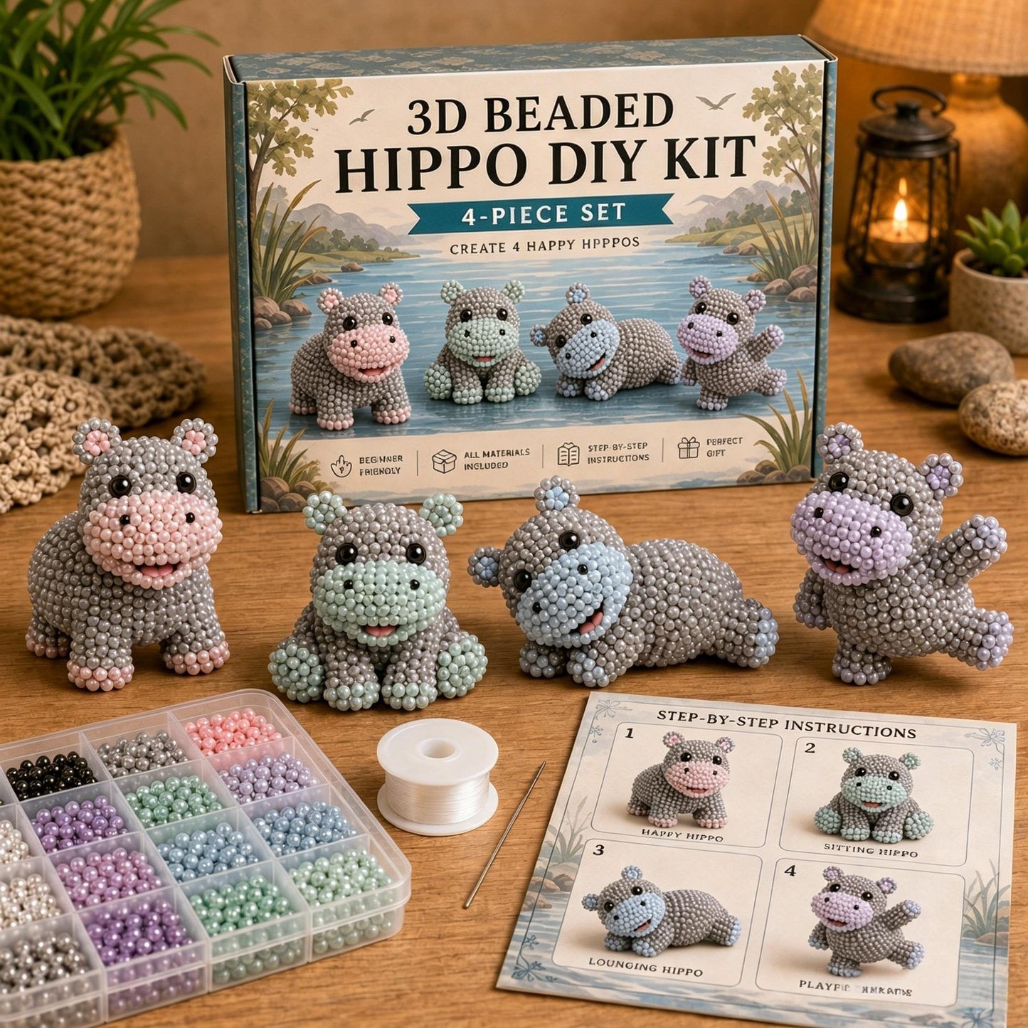 🧵✨ Bastelset für kleine 3D-Perlentiere