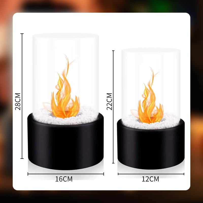 🏠 Tischkamin aus Glas & Metall – Tragbar, Rauchfrei für Drinnen & Draußen, Mit Ethanol-Brenner & Gemütliches Deko-Akzent Für Ihr Zuhause ✨