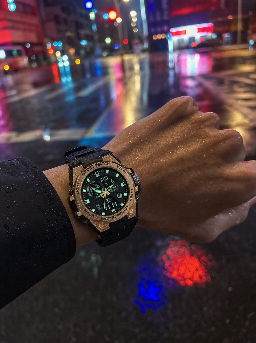 🔥 Wasserdichte, leuchtende Outdoor-Sport-Digitaluhr für Herren mit zwei Displays