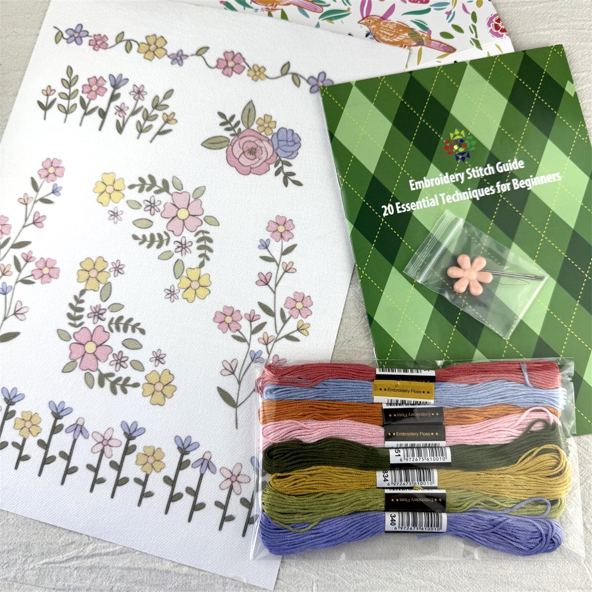 🌸Blumenlinien Entworfene Blumenbordürenmuster Stickmuster – Stick & Stitch für Anfänge