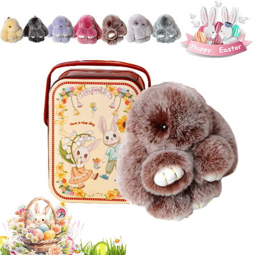 🐰Süßer Osterhasen-Plüschschlüsselanhänger – Geschenkoption in Blechdose, 🎁Süße Osterüberraschung
