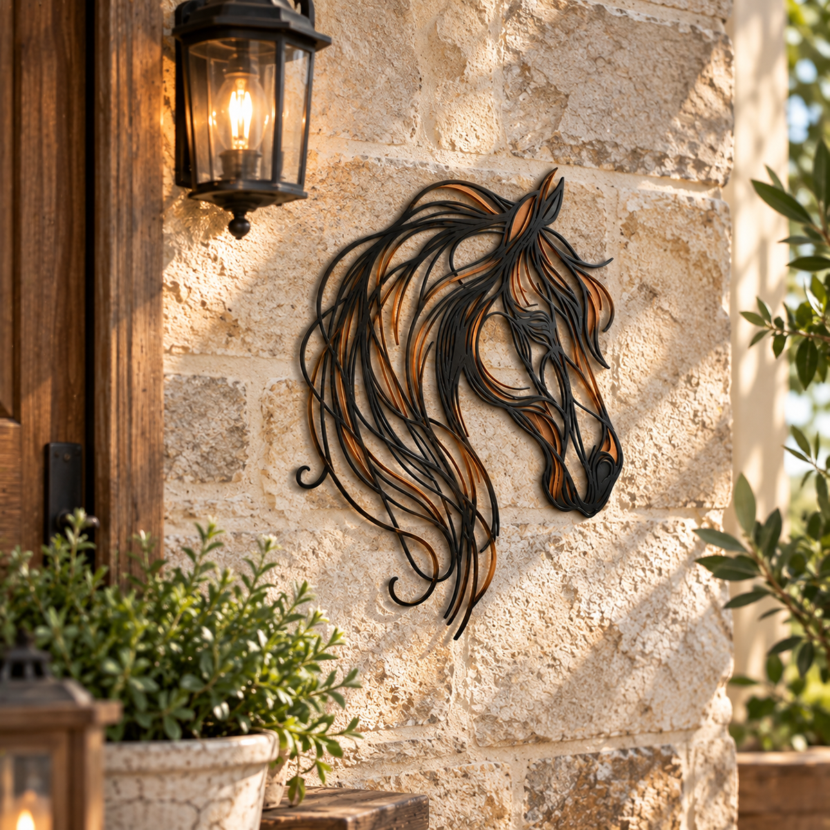 🐎Openwork metal wall art featuring a horse’s head