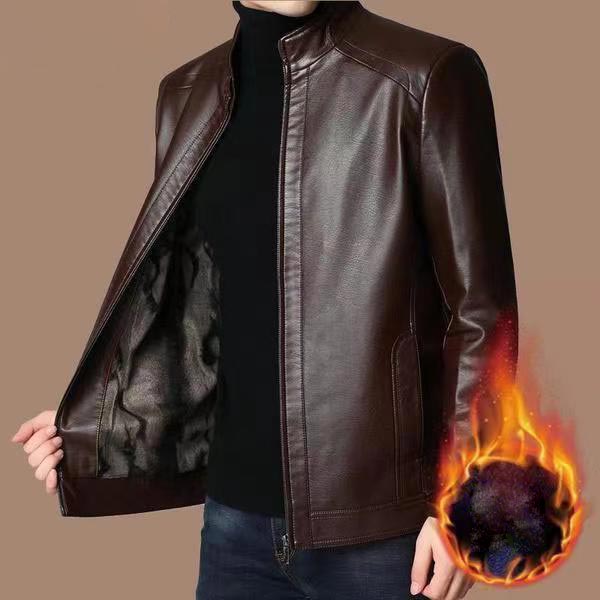 Warme Herren Lederjacke mit Plüschfutter - Geschenk für ihn!