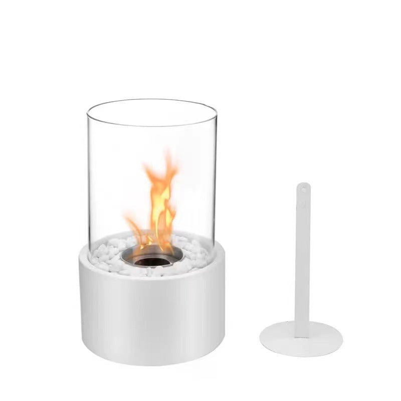 🏠 Tischkamin aus Glas & Metall – Tragbar, Rauchfrei für Drinnen & Draußen, Mit Ethanol-Brenner & Gemütliches Deko-Akzent Für Ihr Zuhause ✨
